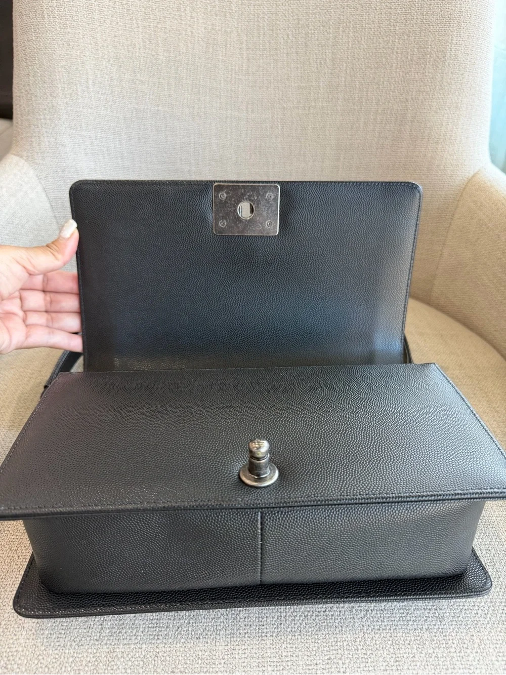 CHANEL Black Quilted Boy Shoulder Bag with Gunmetal Hardware